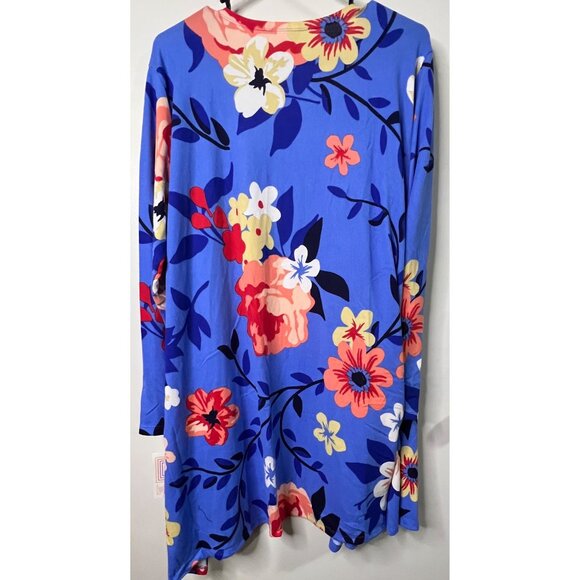 LuLaRoe Womens Floral Open Front Cardigan XL Blue/Multicolor Polyester/Spandex - Picture 2 of 6